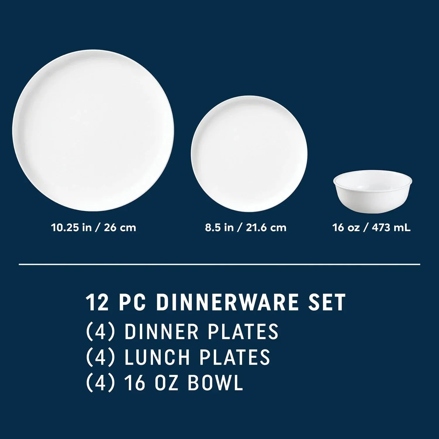 Corelle 12-Piece Modern Round Dinnerware Set - USA MEGA SHOP