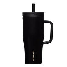 Black insulated tumbler with handle and straw lid