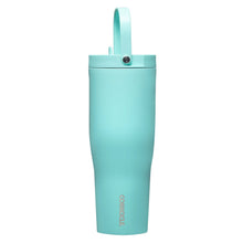 Mint insulated tumbler with straw lid, Corkcicle branding on side
