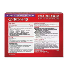 Cortizone 10 intensive moisture cream drug facts panel on box back