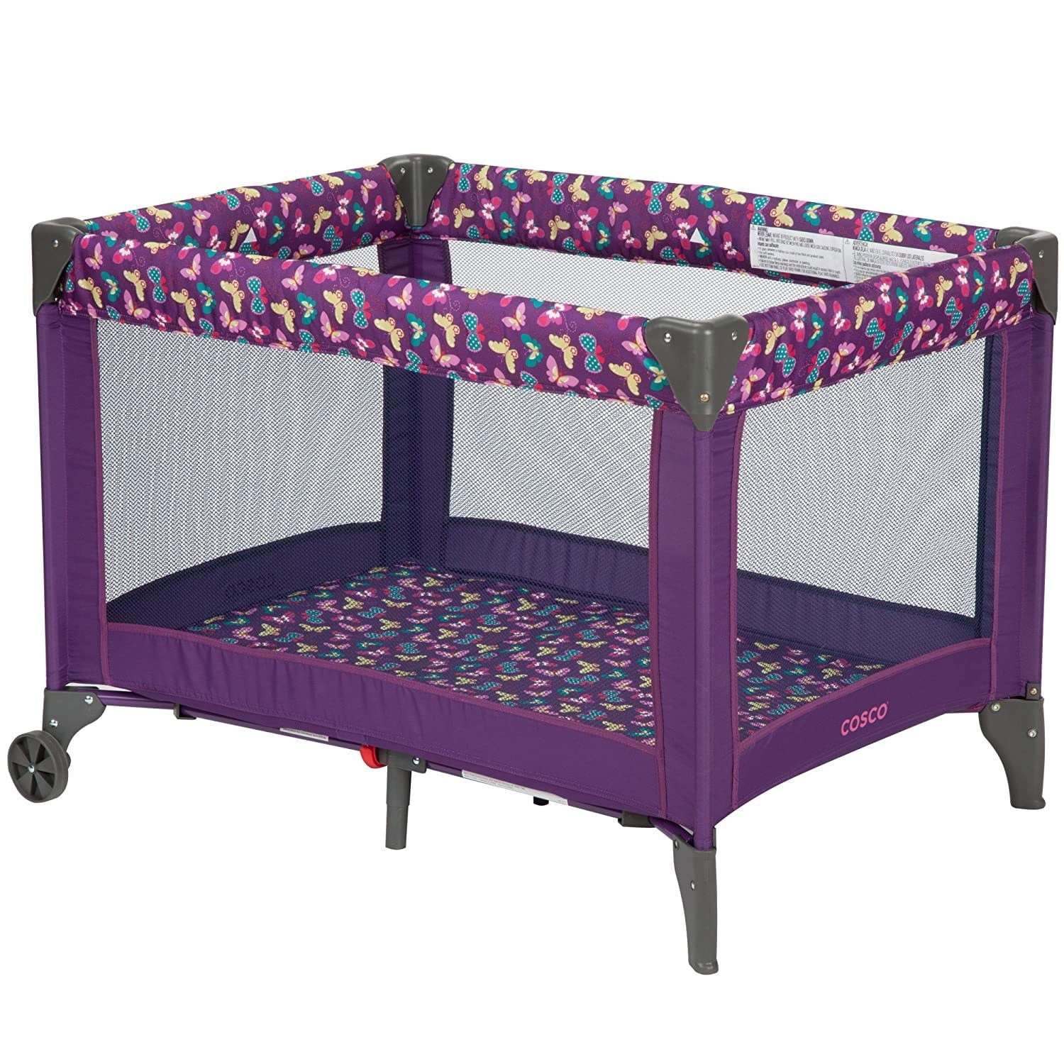 Cosco Kids Funsport Portable Compact Baby Play Yard, Butterfly Twirl, Infant