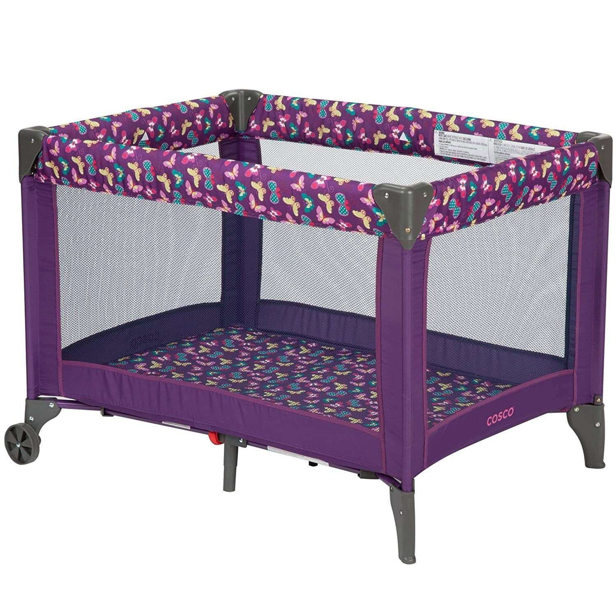 Cosco Kids Funsport Portable Compact Baby Play Yard, Butterfly Twirl, Infant