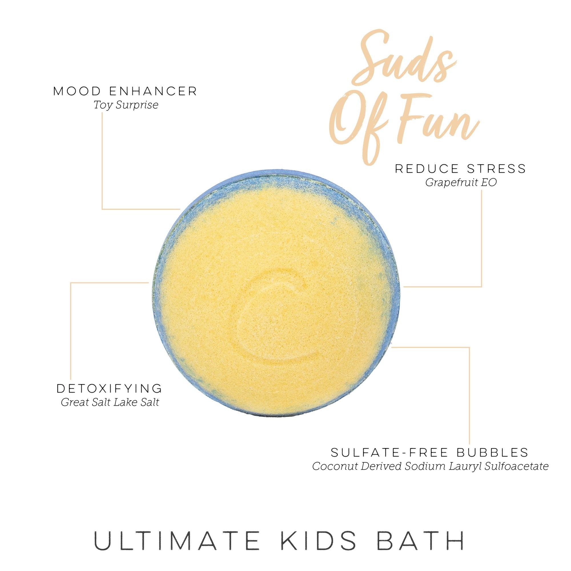 Cosset Playful Bubble Bath Bomb two-pack for Kids, Fruity Scented with a Toy Surprise, 18 oz
