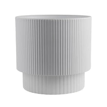 Light gray ribbed decor planter with vertical ridges and fluted sides