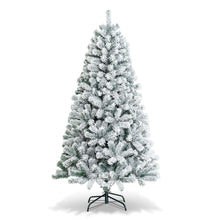 6 ft unlit hinged artificial Christmas tree with white snow flocked branches