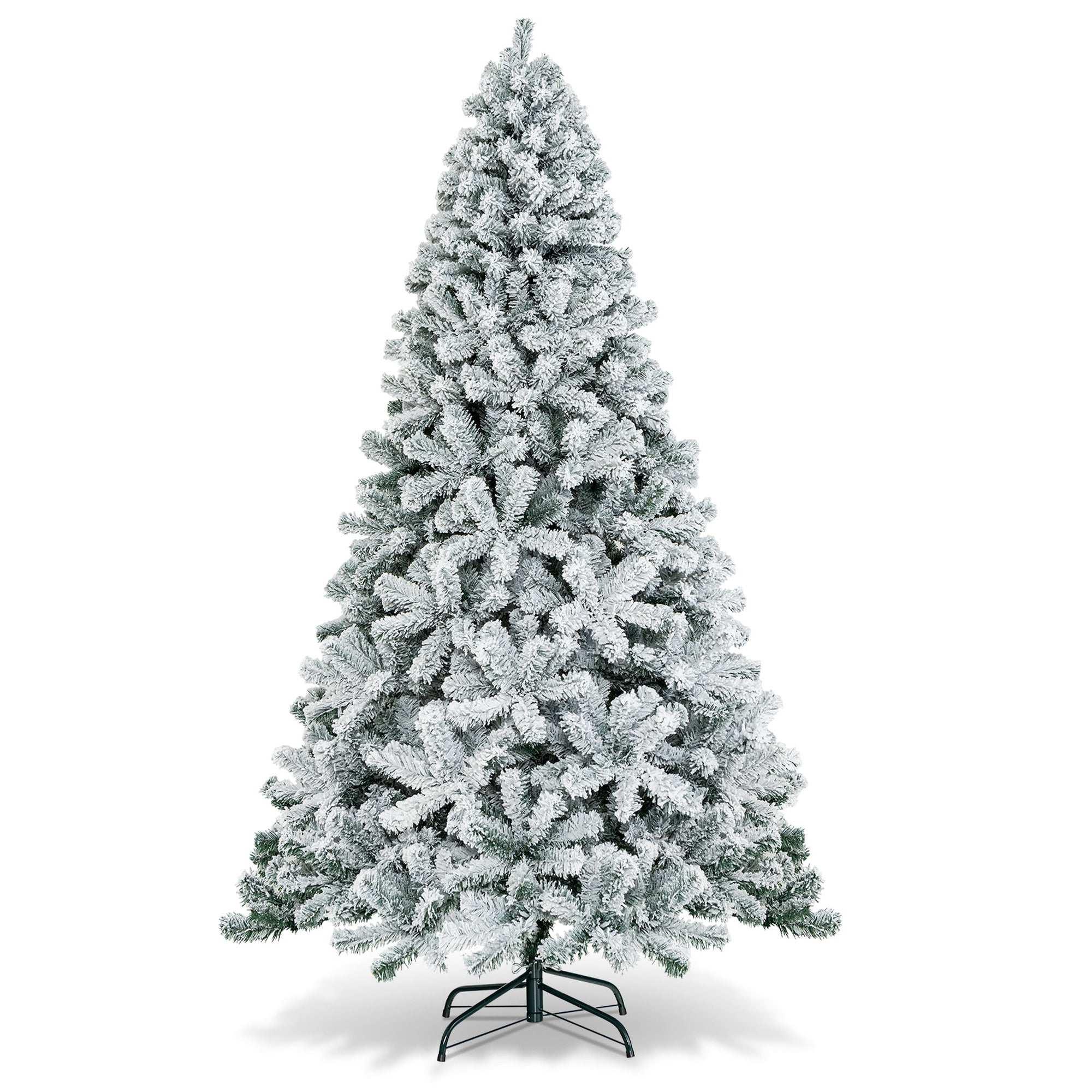 Costway CM22067 6 ft. Unlit Premium Snow Flocked Hinged Artificial Christmas Tree - USA MEGA SHOP