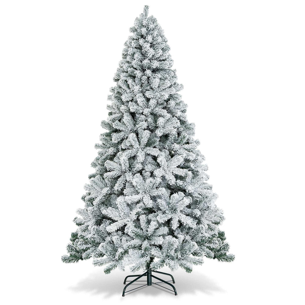 Costway CM22067 6 ft. Unlit Premium Snow Flocked Hinged Artificial Christmas Tree - USA MEGA SHOP