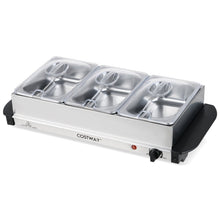 COSTWAY electric buffet server with 3 stainless-steel removable warming trays and lids