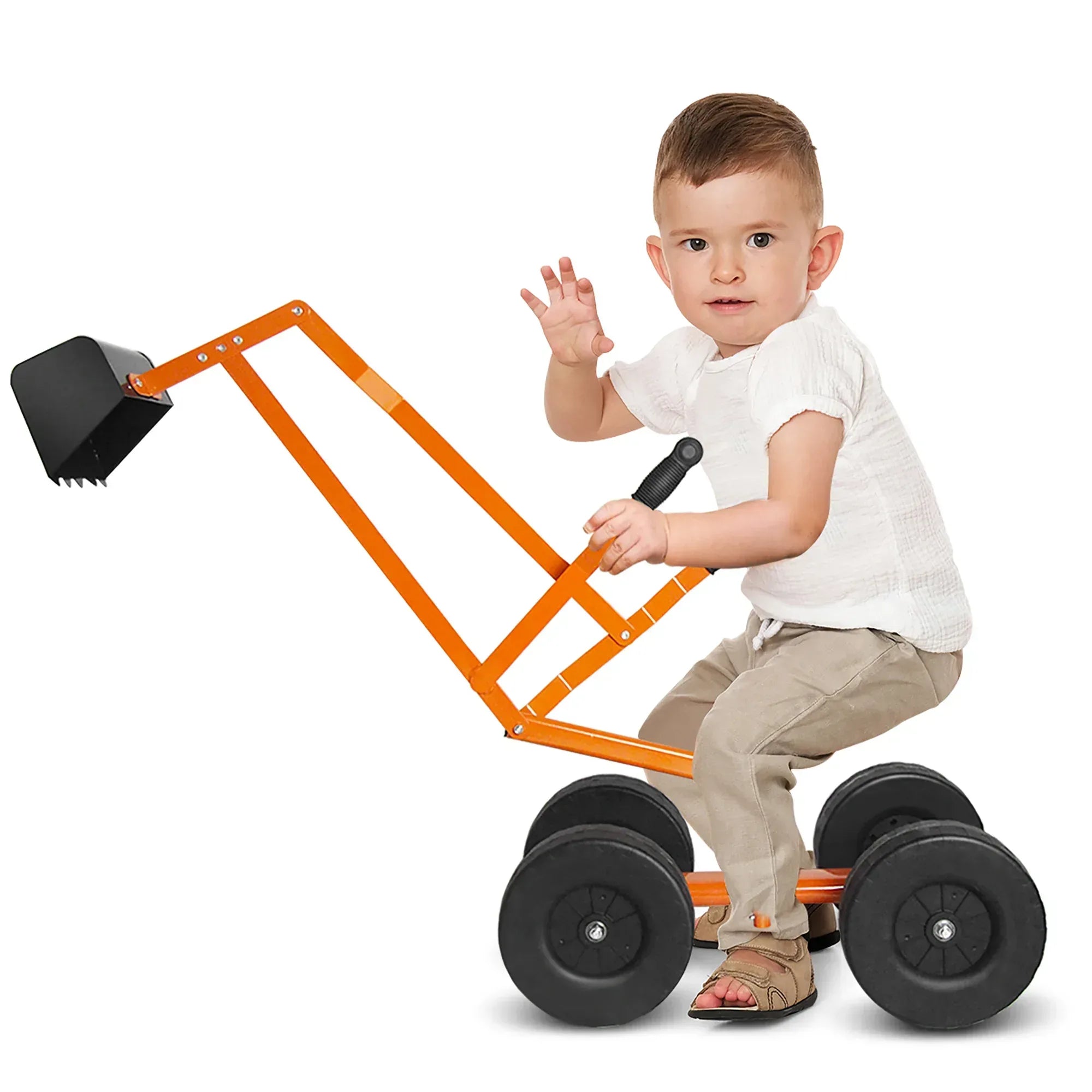 Costway Heavy Duty Kid Ride-on Sand Digger Digging Scooper Excavator for Sand Toy Yellow