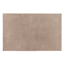 Beige cotton woven bath mat, rectangular with fine textured weave