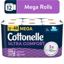 Cottonelle Ultra Comfort toilet paper mega roll pack, 12 mega rolls
