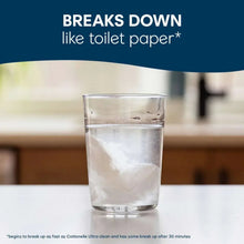 Flushable wipes dissolving in water glass