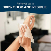 Pair of hands holding white flushable wipes