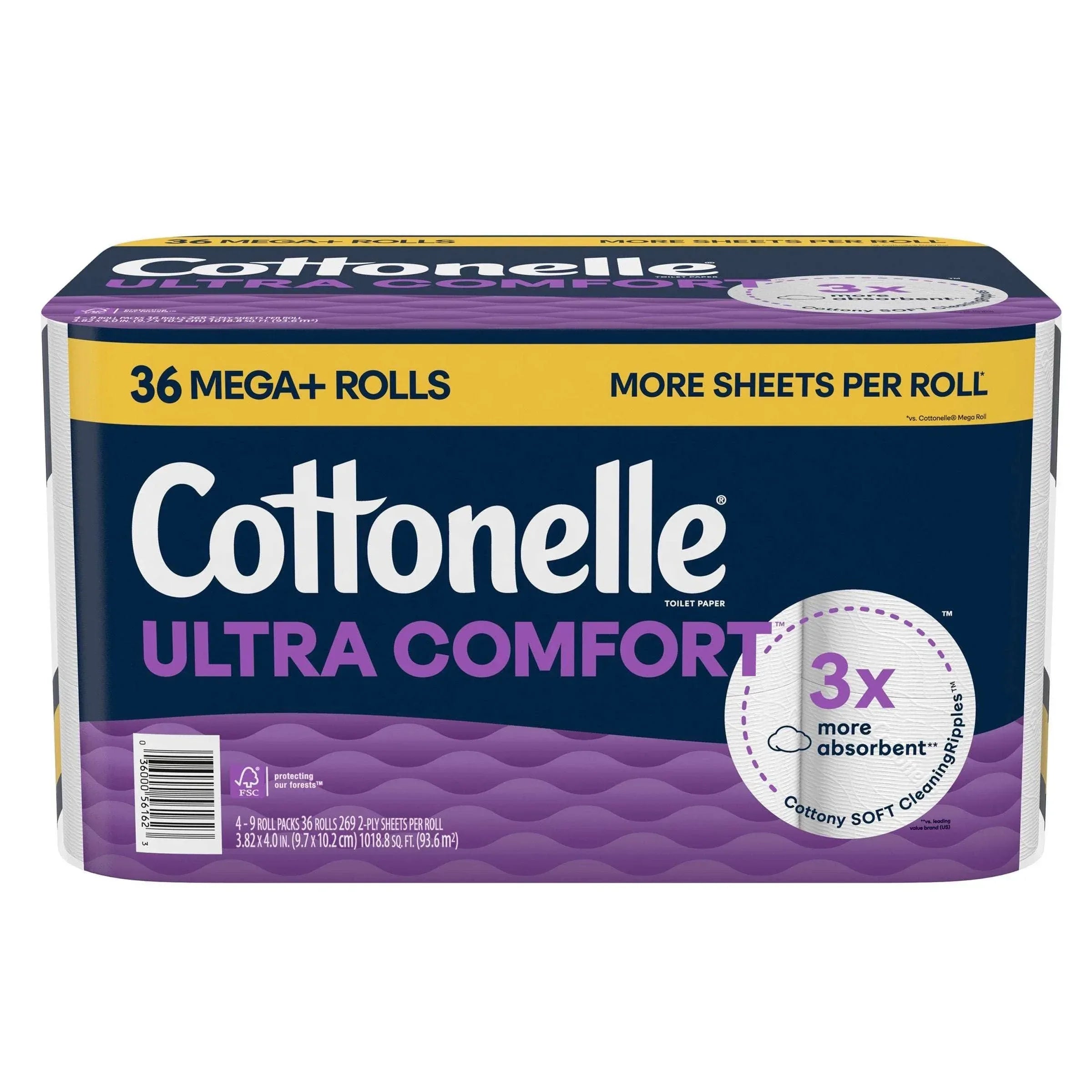 Cottonelle Ultra Comfort Bath Tissue, 2-ply, 269 Sheets, 36 Rolls - USA MEGA SHOP