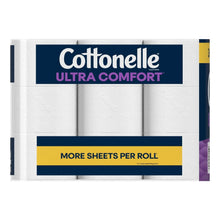 Cottonelle Ultra Comfort toilet paper pack with white rolls and 'more sheets per roll'