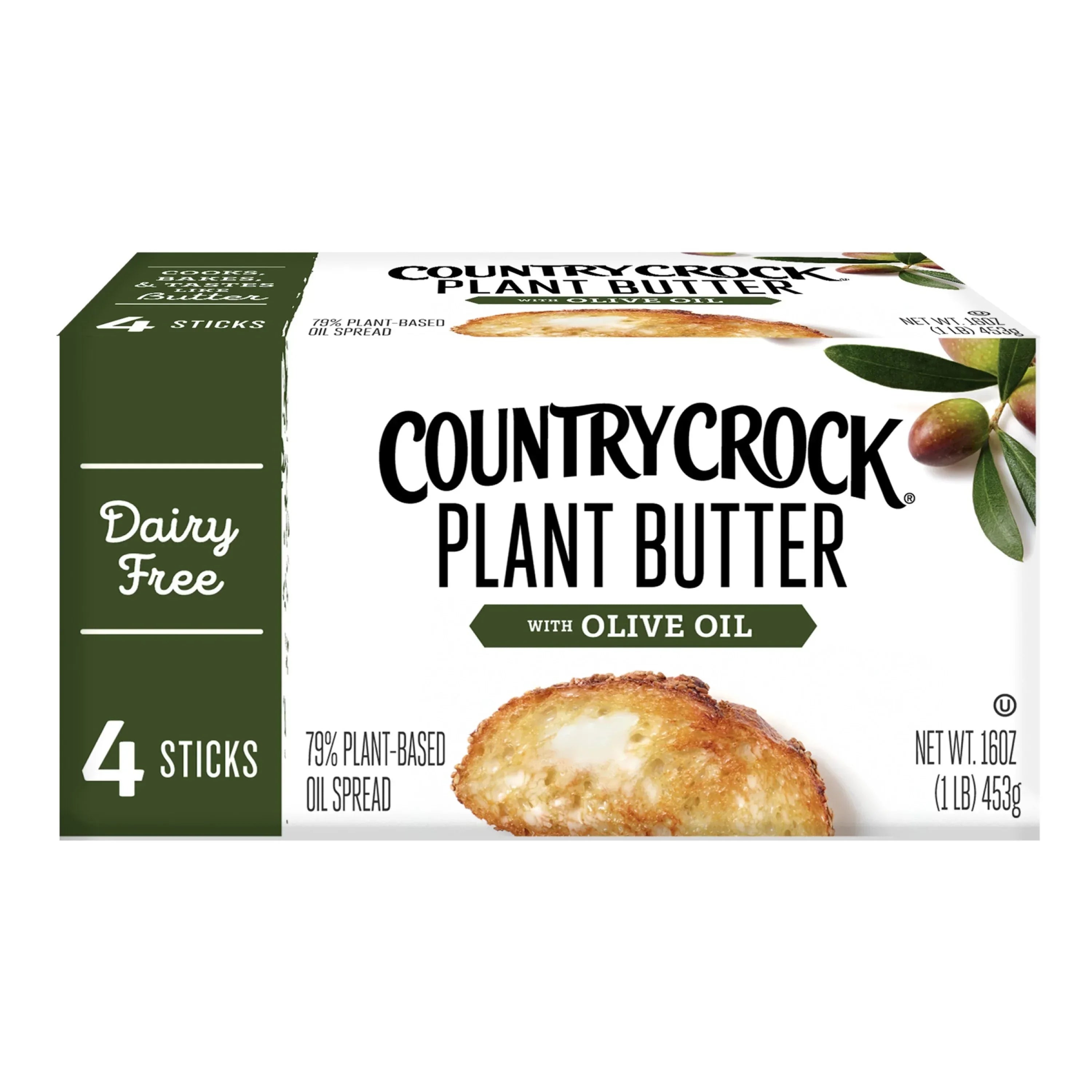 Country Crock Dairy Free Vegan Plant Butter with Olive Oil, 16 oz, 4 Sticks (Refrigerated)