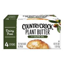 Plant butter with olive oil carton, dairy-free 4 stick pack, refrigerated.