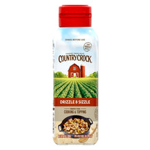 Country Crock drizzle & sizzle squeeze bottle with red cap, front label
