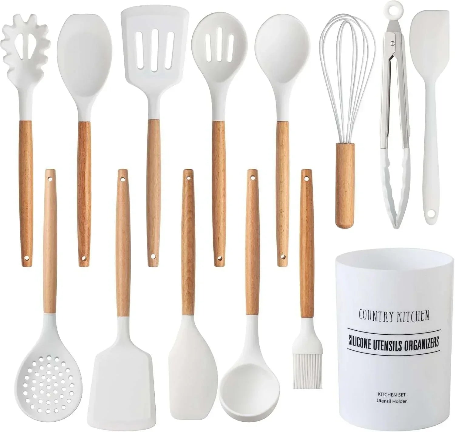 Country Kitchen 8-Pc Cooking Utensils Set Silicone Spatula & Kitchen Gadgets, Green