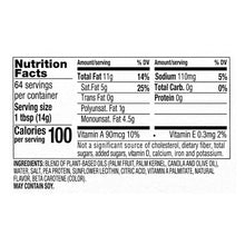 Nutrition facts panel for plant butter, serving size 1 tbsp (14 g)