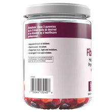 FiberCare gummies bottle back label with barcode and directions panel