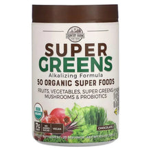 Chocolate Super Greens alkalizing formula powder tub with USDA Organic badge