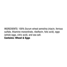 Ingredients text: durum wheat semolina and eggs; contains wheat and eggs