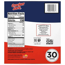 Snack box back panel with Nutrition Facts label and barcode