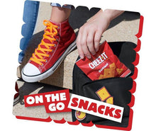 On-the-go snack pack holder with red original crackers pouch and hand