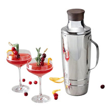 Jumbo cocktail shaker with stainless body and wooden-look cap