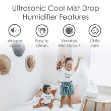 Ultrasonic cool mist drop humidifier with transparent mist outlet housing