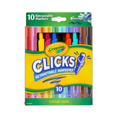 Crayola Clicks Retractable Markers, 10ct, Cone Tip Washable Markers, Cute School Supplies, Classroom Essentials, Gifts for Teachers and Kids, Ages 6+