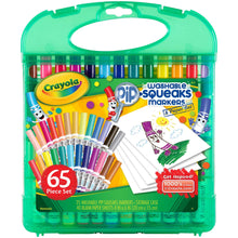 Crayola washable Pip-Squeaks marker set in green storage case, 65 pieces with papers
