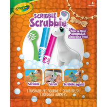 Scribble Scrubbie Dino pets set in orange package with scrub brush and washable markers