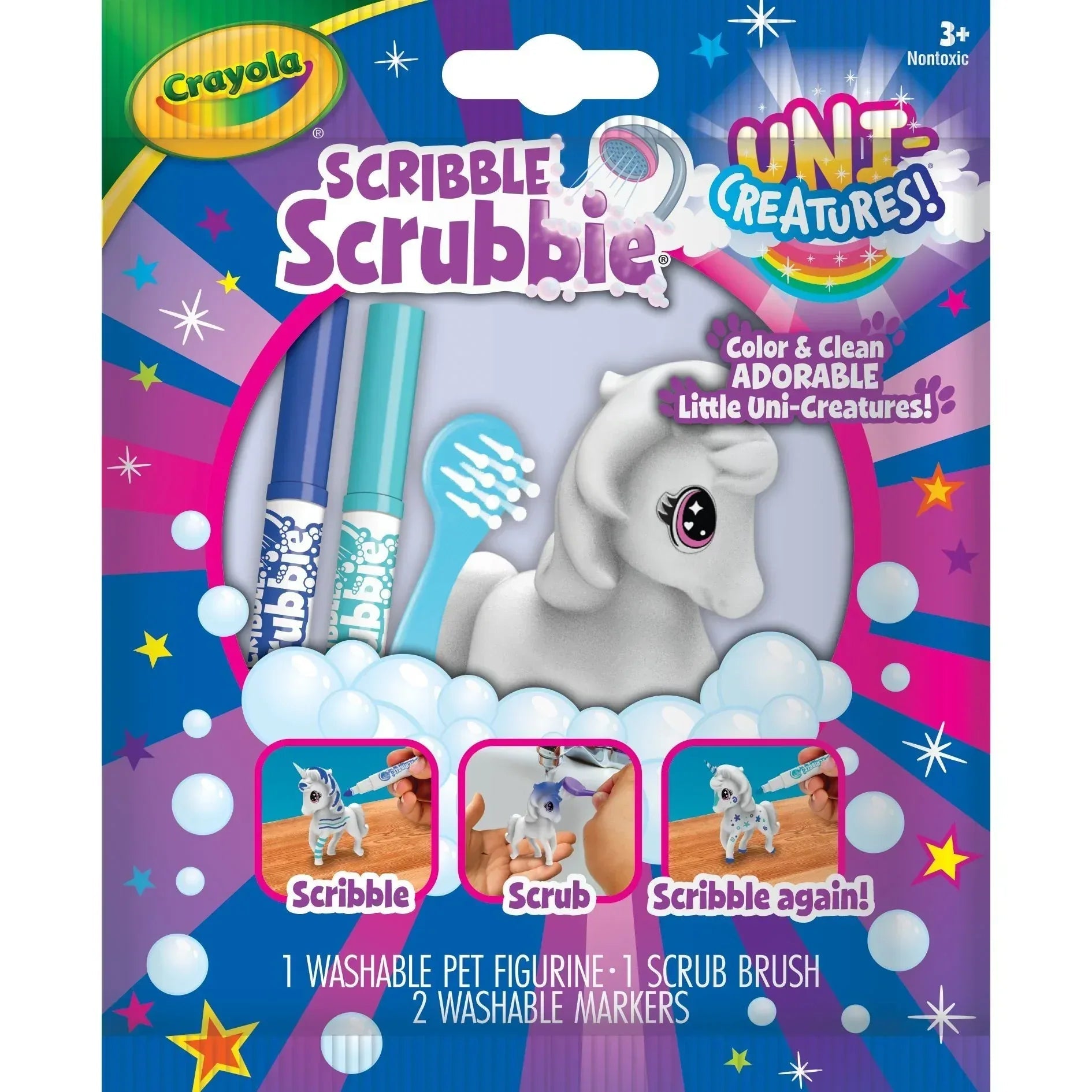 Crayola Scribble Scrubbie Dino Pets, 1 Ct, Easter Basket Essentials, Dinosaur Animal Toys with Markers, Coloring Easter Gift for Kids, Ages 3+