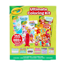 Kids ultimate coloring kit box with four books and specialty crayon sets