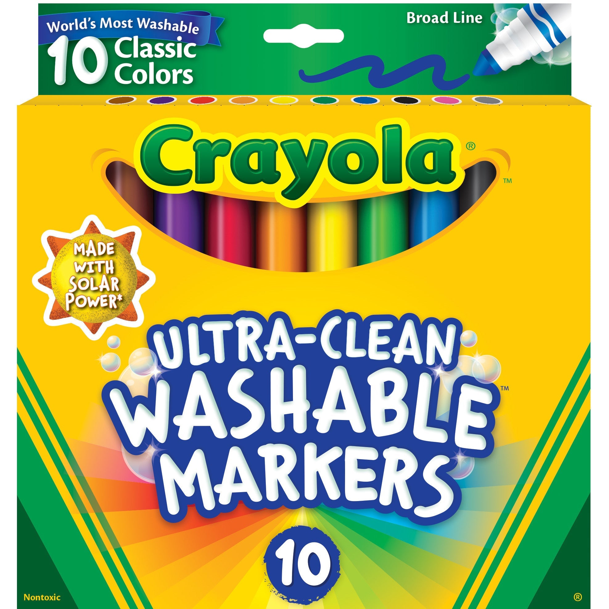 Crayola Ultra-Clean Washable Broad Line Markers, Art Supplies, Back to School Supplies, 10 Ct