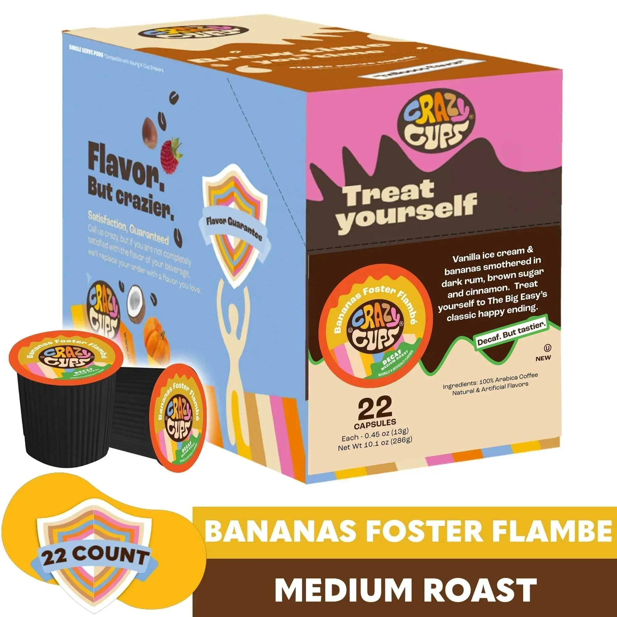 Crazy Cup Decaf Blueberry Cobbler Coffee Pods, in Recyclable Single Serve Cups For Keurig K Cups Machines, 22 Count