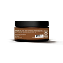 Beard & scruff cream jar back view with ingredient label, black lid