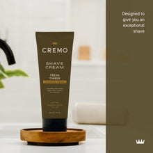 Shave cream tube in dark brown, on a round wooden base