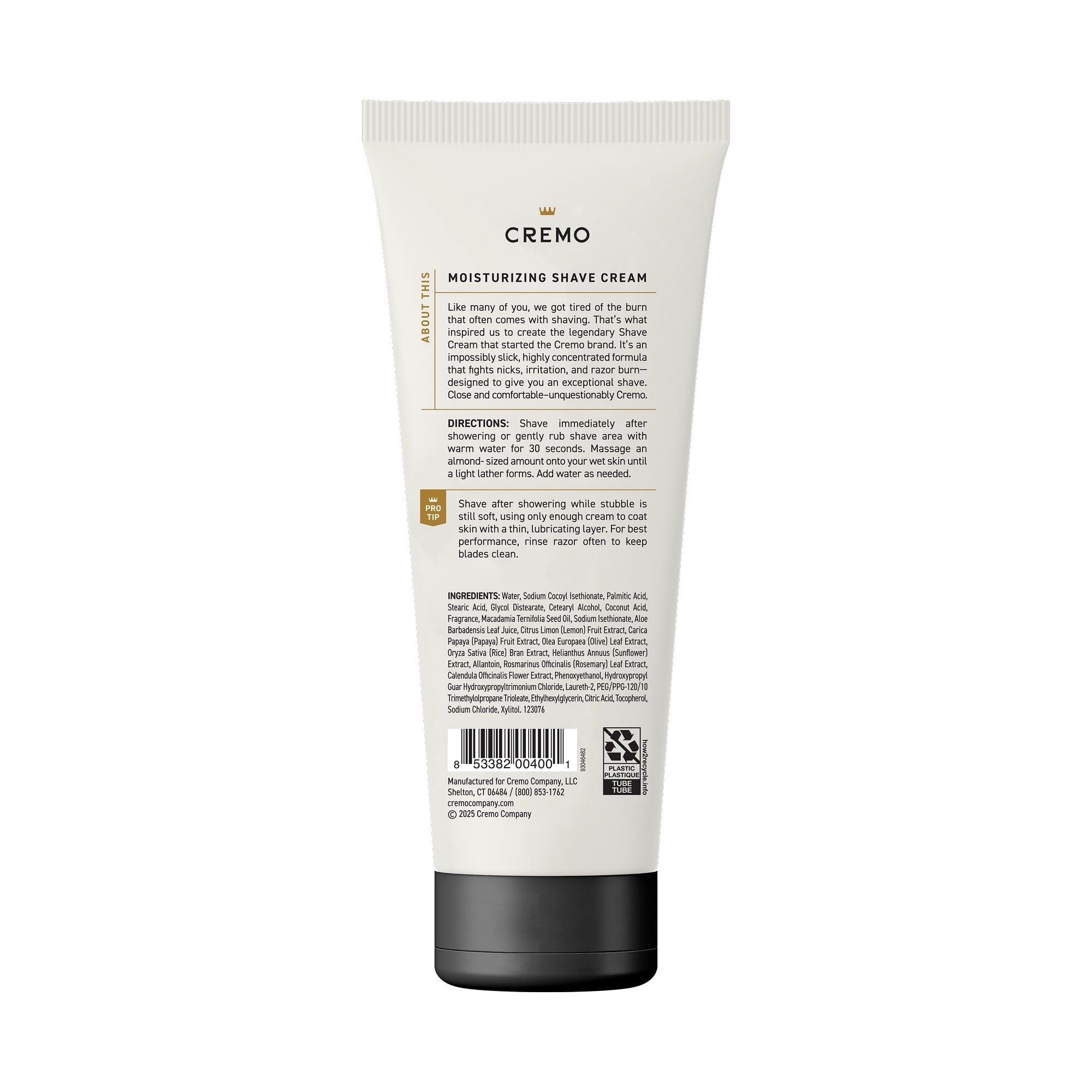 (2 pack) Cremo Sensitive Skin Concentrated Shave Cream, Unscented, 6 fl oz