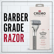 Razor kit package labeled “Barber Grade Razor” with razor and blade count graphic
