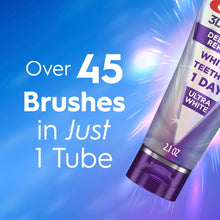Crest 3D White deep stain remover toothpaste tube, 2.1 oz, angled close-up.