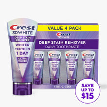 Crest 3D White Deep Stain Remover whitening toothpaste tube, 2.1 oz.