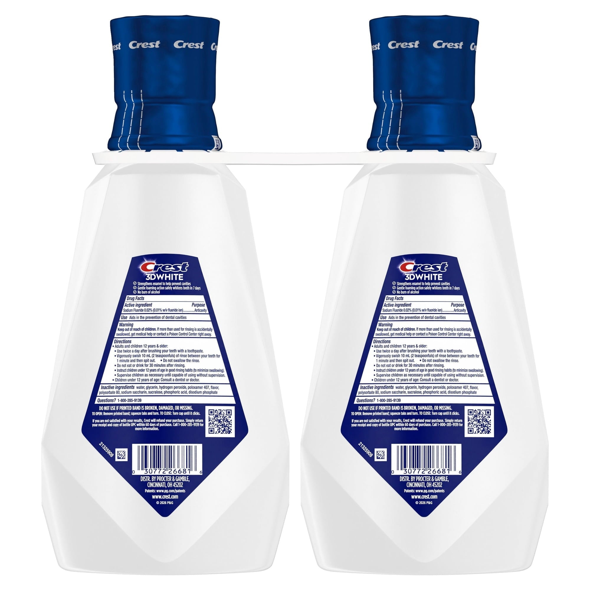 Crest 3D White Strength Whitening Mouthwash, Clean Mint, 32 fl. oz., 2 pk. (PACK OF 3 )