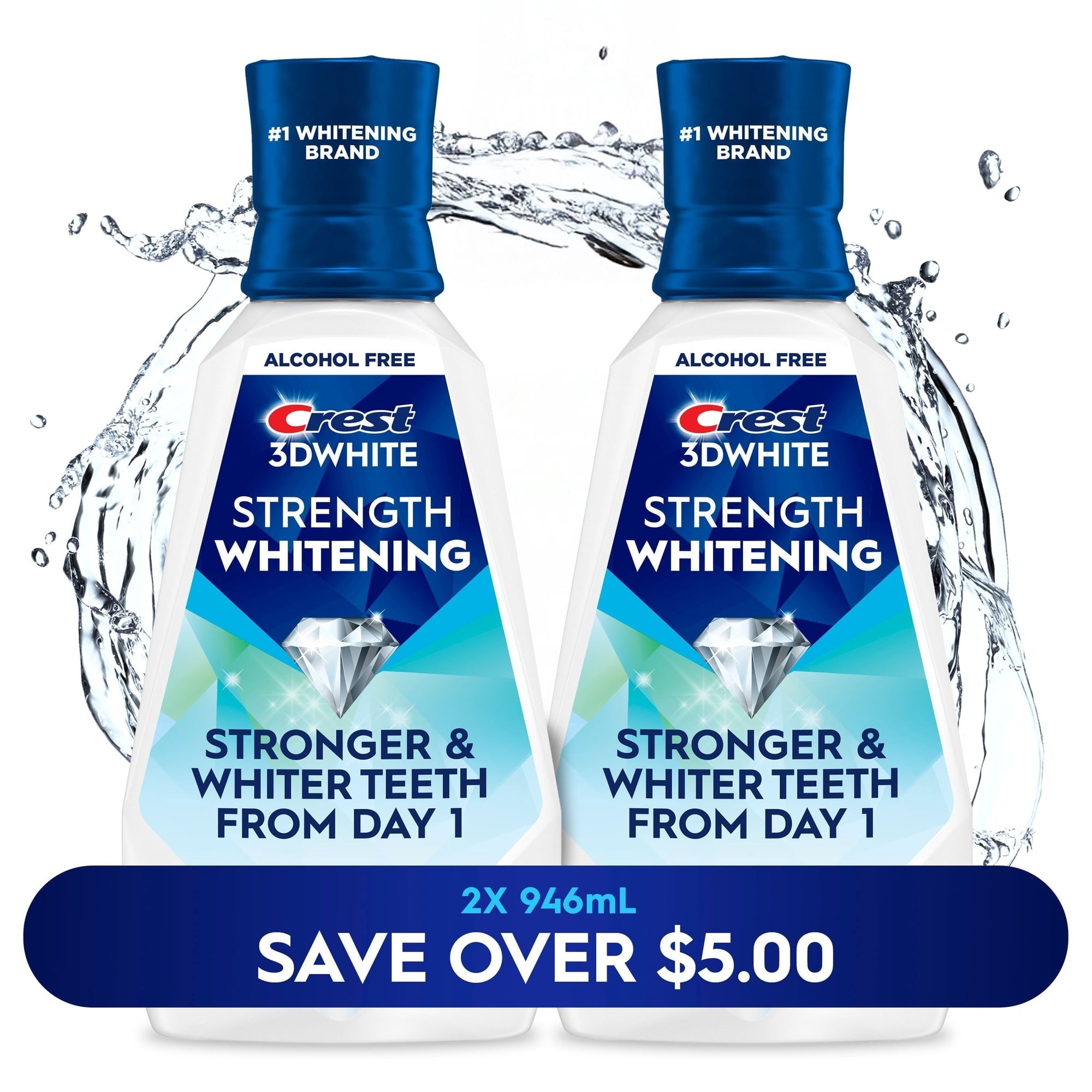 Crest 3D White Strength Whitening Mouthwash, Clean Mint, 32 fl. oz., 2 pk. (PACK OF 3 )