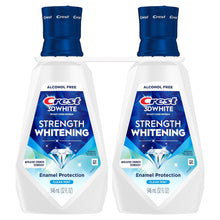 Two Crest alcohol-free strength whitening mouthwash bottles, clean mint, 2-pack