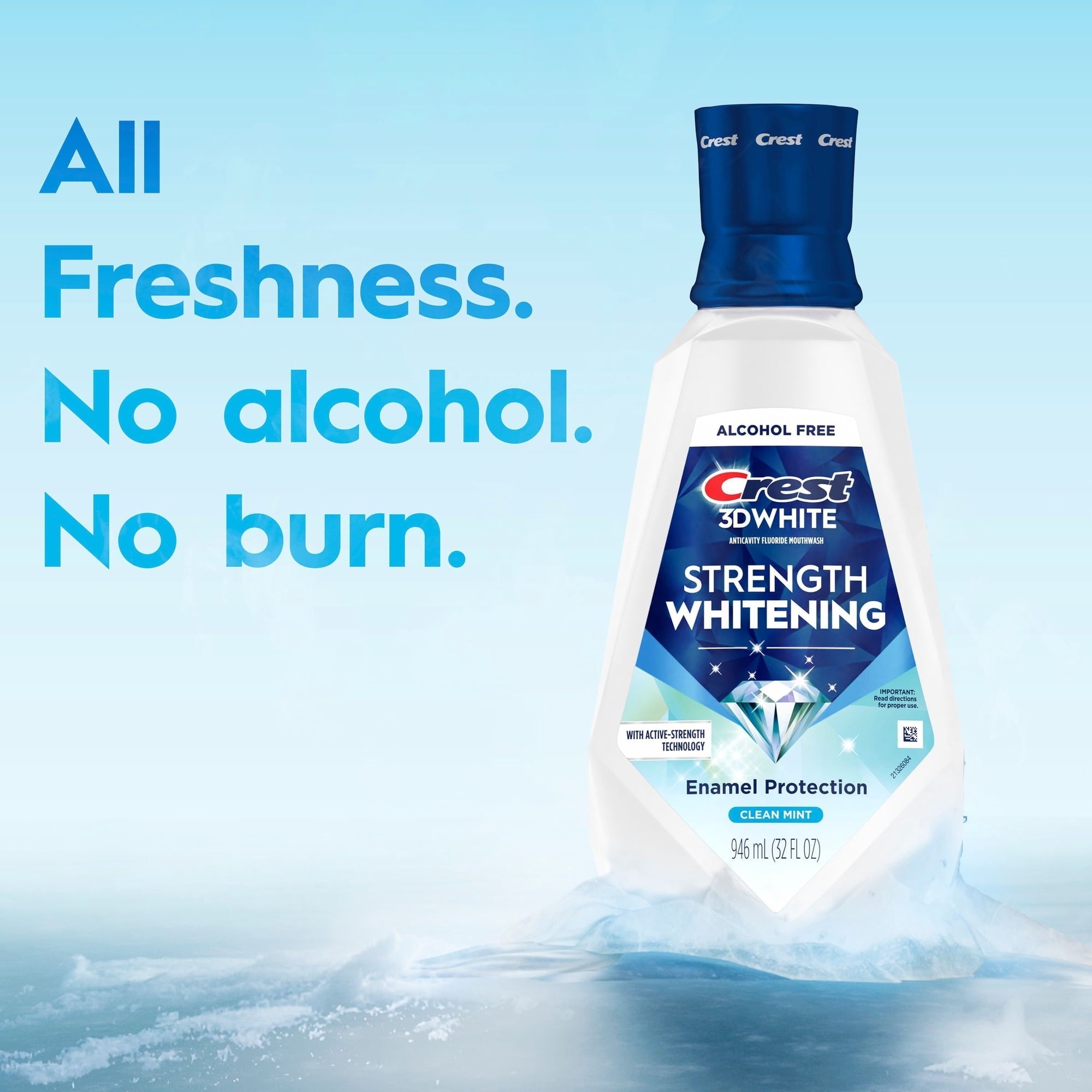 Crest 3D White Strength Whitening Mouthwash, Clean Mint, 32 fl. oz., 2 pk. (PACK OF 3 )