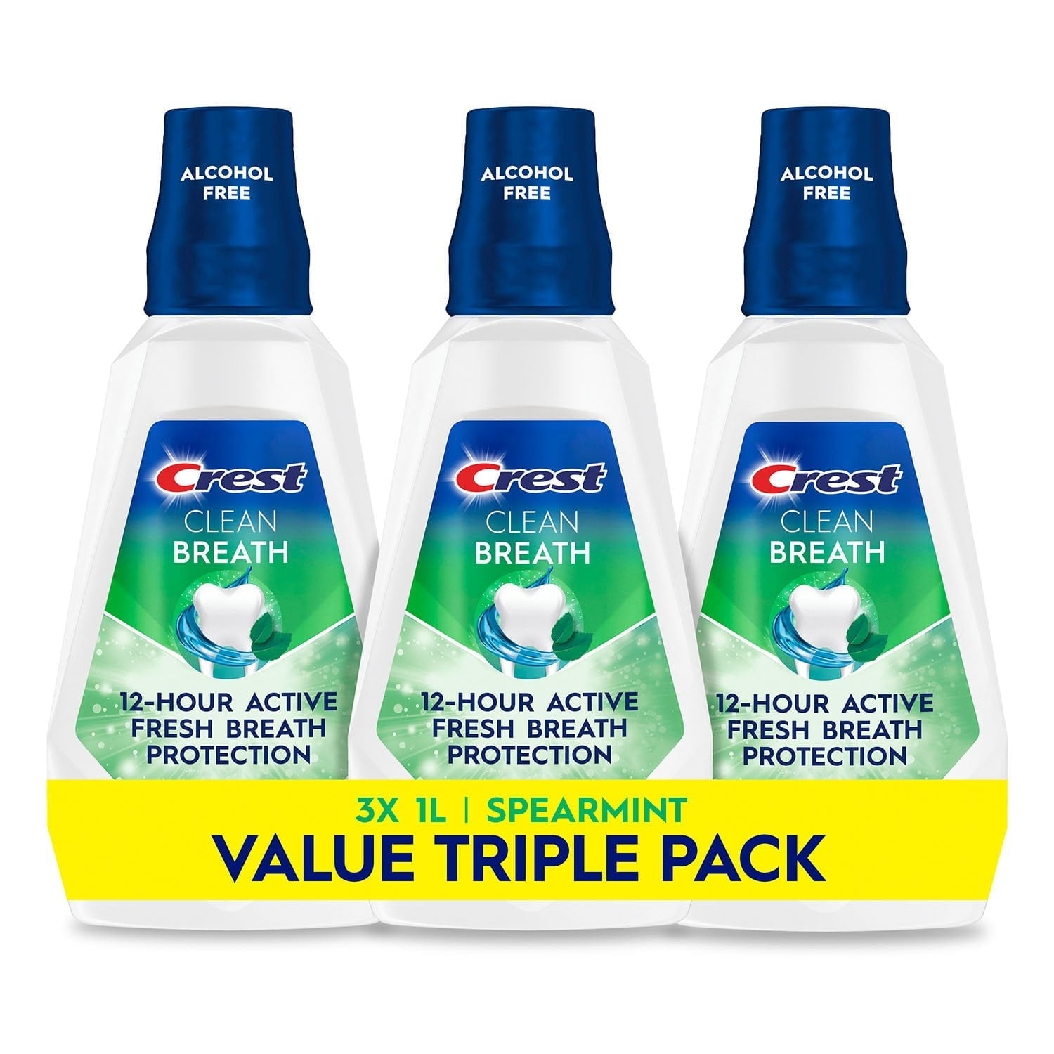 Crest Advantage Clean Breath Mouthwash, Spearmint, 33.8 fl. oz., 3 pk.