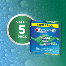 Crest Complete Scope Outlast Ultra toothpaste value 5-pack box with green badge